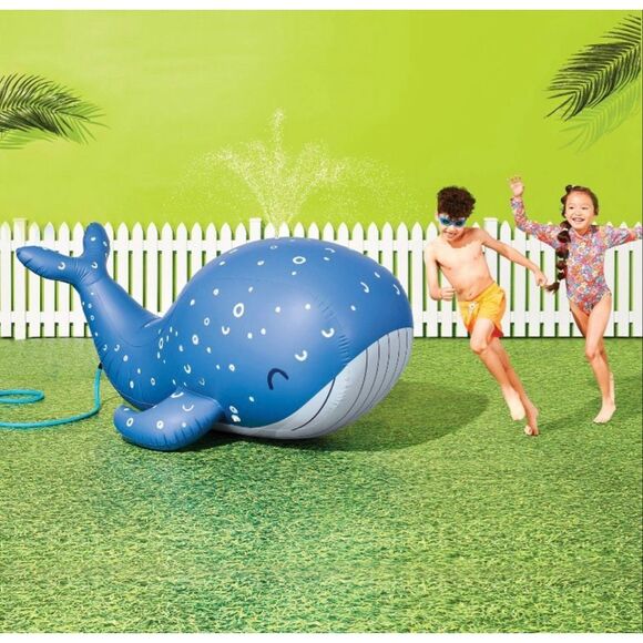 Inflatable blue whale sprinkler Sun Squad kids outdoor water play 83x55 New in b - Picture 1 of 5